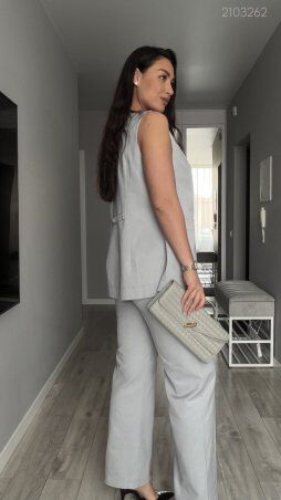 PEONY: Голубые Брюки № 12 Прямого Кроя С Карманами 2103262 - фото 4