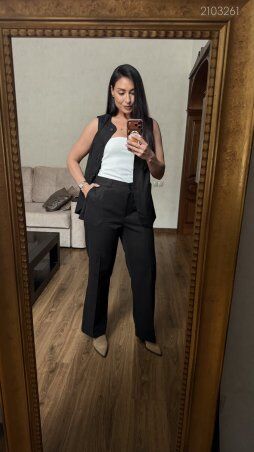 PEONY: Чёрные Брюки №12 С Застёжкой На Пуговицу И Молнию 2103261 - фото 2