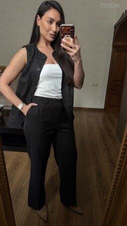 PEONY: Чёрные Брюки №12 С Застёжкой На Пуговицу И Молнию 2103261 - фото 3