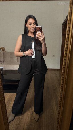 PEONY: Чёрный Жилет №11 Удлиннёного Кроя 2203261 - фото 2