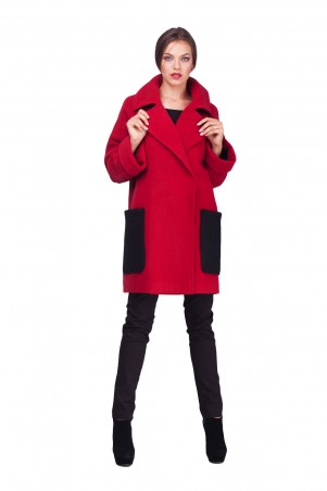Lilo: Красное пальто с вязаными карманами 0578 - фото 1