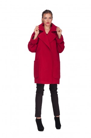Lilo: Красное пальто с большим воротником и карманами 0577 - фото 1