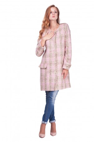Lilo: Нежно-розовое осеннее пальто в клетку 0611 - фото 3