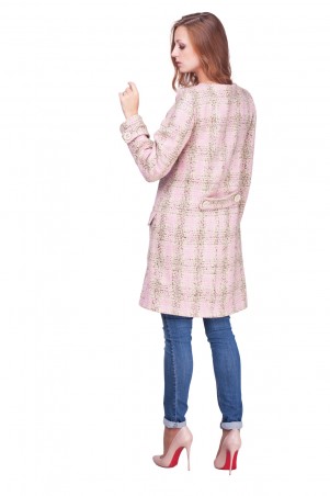 Lilo: Нежно-розовое осеннее пальто в клетку 0611 - фото 4