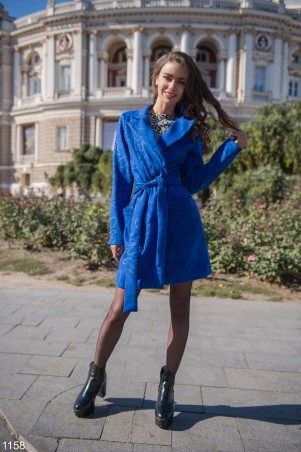 ISSA PLUS: Синее пальто с узором 1158_синий - фото 1