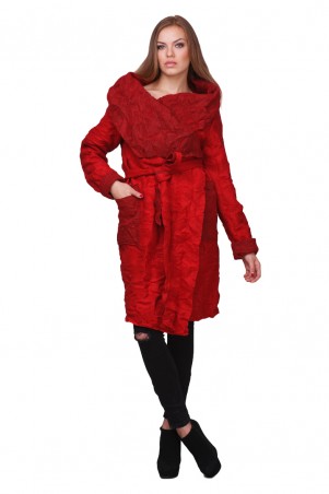 Lilo: Ультрамодное красное пальто «Жатка» на запах 01816 - фото 1
