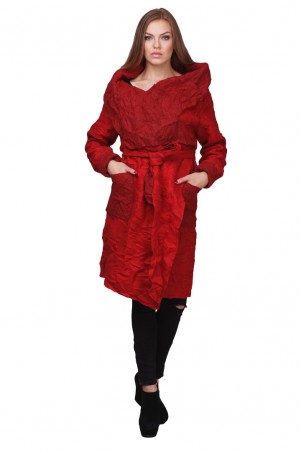 Lilo: Ультрамодное красное пальто «Жатка» на запах 01816 - фото 2