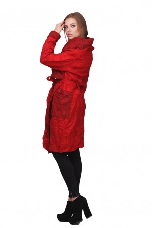Lilo: Ультрамодное красное пальто «Жатка» на запах 01816 - фото 3