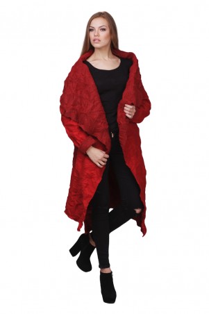 Lilo: Ультрамодное красное пальто «Жатка» на запах 01816 - фото 8