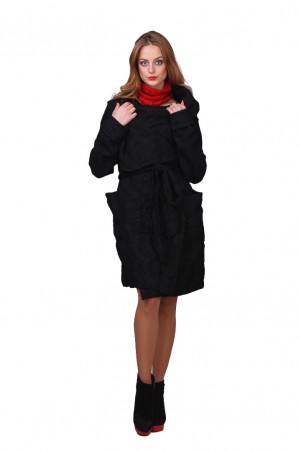 Lilo: Ультрамодное черное пальто «Жатка» на запах 01783 - фото 3
