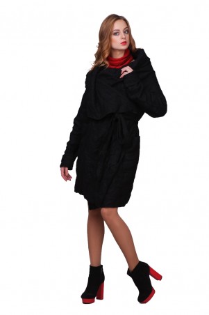 Lilo: Ультрамодное черное пальто «Жатка» на запах 01783 - фото 4