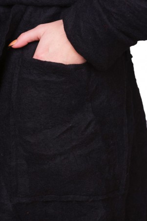 Lilo: Ультрамодное черное пальто «Жатка» на запах 01783 - фото 9