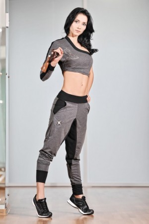 Vanili Fitness: Штаны 12-2-13в темно-серый+черный 12-2-13в - фото 1