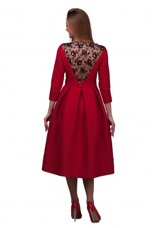 Lilo: Красное жаккардовое платье с французским кружевом Lilo 01841 - фото 1