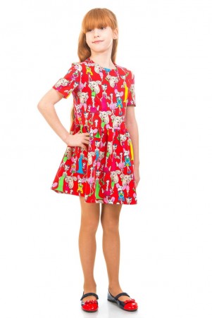 Kids Couture: Платье 16-17-1 красн.кошки 1617110105 - фото 1