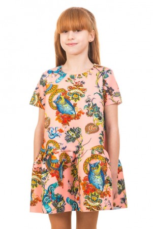 Kids Couture: Платье неопрен 17-229-2 персиковые совы 17229236102 - фото 1