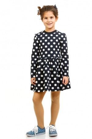 Kids Couture: Платье синее д/р белый горох 16-07 7116171157 - фото 1