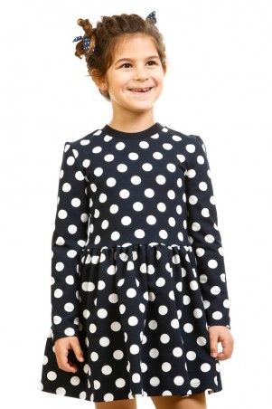 Kids Couture: Платье синее д/р белый горох 16-07 7116171157 - фото 11