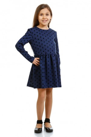 Kids Couture: Платье д/р синее в черный горох 16-07 7116171159 - фото 1