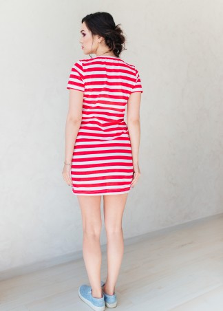 Sparkles Knit: Платье красная полоска с вышивкой "Кекс" 16209 - фото 4