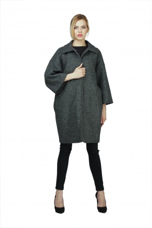 Lilo: Серое шерстяное пальто «бочонок» с клешными рукавами 02026 - фото 1