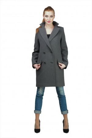 Lilo: Серое пальто до колена со шлицей 02018 - фото 1
