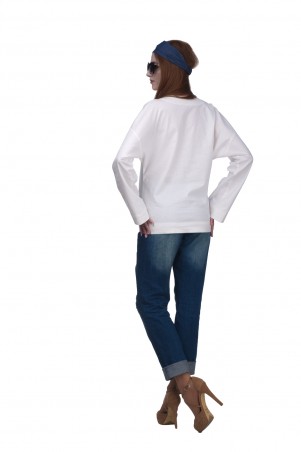 Lilo: Белая рубашка из льна свободного кроя 01975 - фото 6