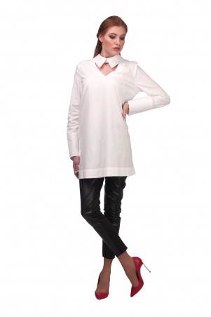 Lilo: Белая рубашка-туника с вырезом и пуговицами на спине 01940 - фото 2