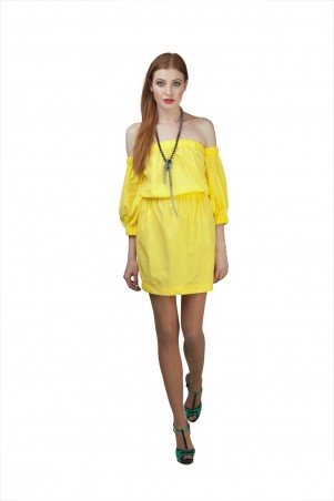 Lilo: Короткое желтое платье со съемными рукавами 01993 - фото 2