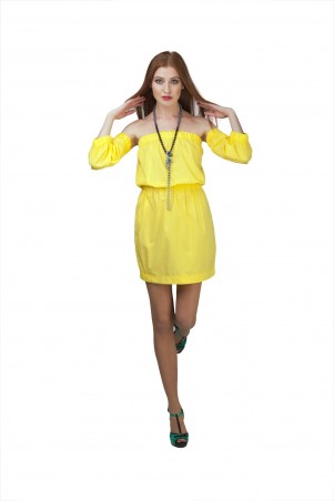 Lilo: Короткое желтое платье со съемными рукавами 01993 - фото 3