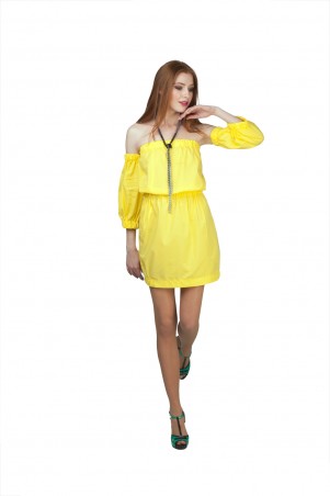 Lilo: Короткое желтое платье со съемными рукавами 01993 - фото 4