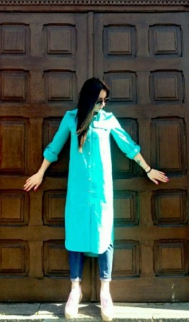 Lilo: Голубая рубашка-платье миди из льна 01979 - фото 2