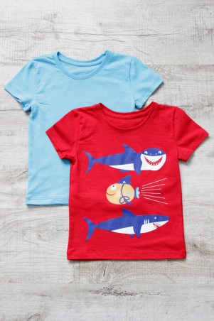 YaSan: Набор футболок (голубая + красная ) Акулы 616051601 - фото 1