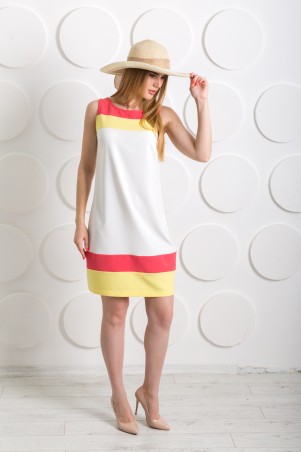 InRed: Платье с желтыми и коралловыми вставками "Сocktail" 7218 - фото 2