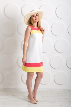 InRed: Платье с желтыми и коралловыми вставками "Сocktail" 7218 - фото 4