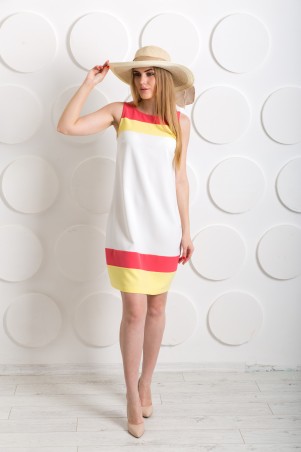 InRed: Платье с желтыми и коралловыми вставками "Сocktail" 7218 - фото 5