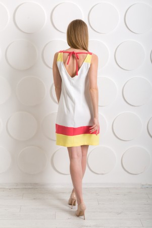 InRed: Платье с желтыми и коралловыми вставками "Сocktail" 7218 - фото 7