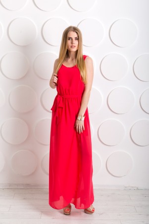 InRed: Длинное платье из шифона "Дайкири" коралловое 7201 - фото 1