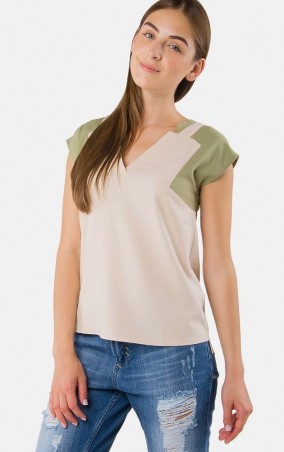 MR520: Блуза - рубашка с геометрическим узором MR 215 2154 0316 Flax - фото 1
